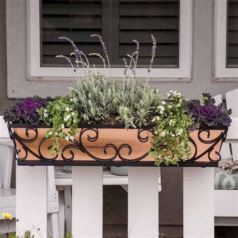 window boxes for metal railings|flower pots for deck railings.